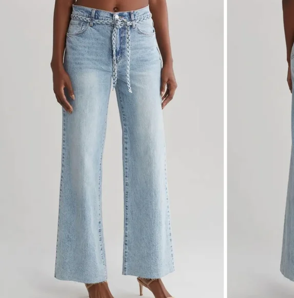 Kensie "The Carla" High-Rise Wide Leg Jeans w/ Removable Braided Belt | Size 2/2 - Picture 1 of 16